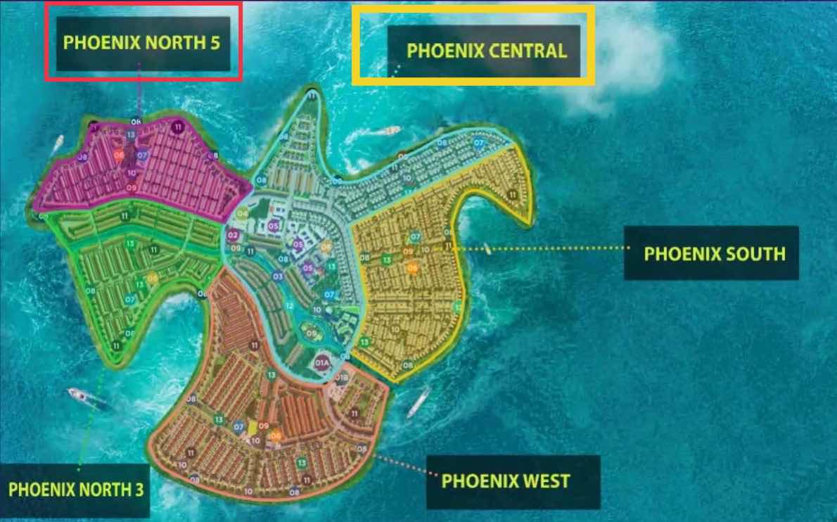 Các phân khu Đảo phượng hoàng Aqua City