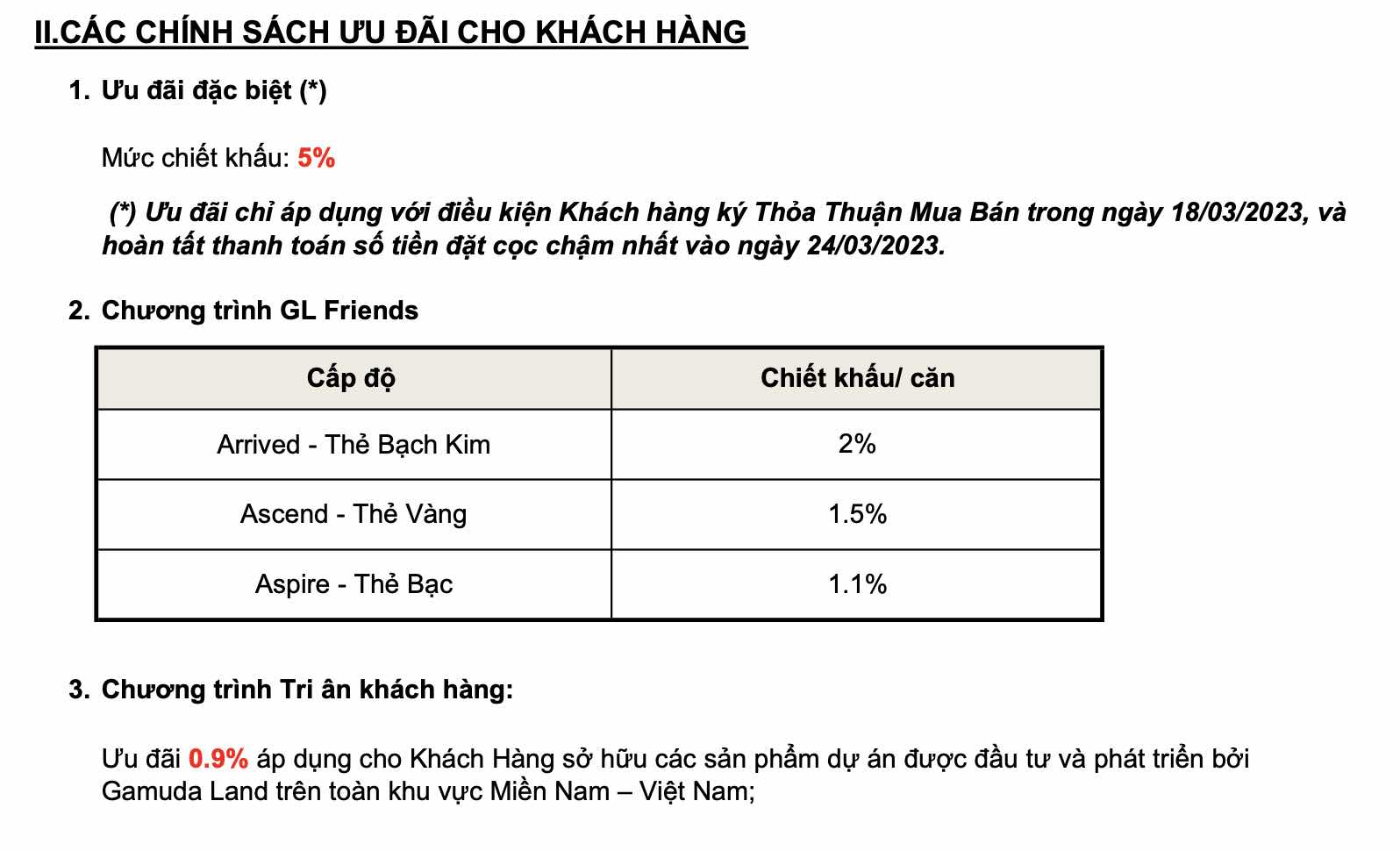 Chính sách bán hàng - ưu đãi Elysian Gamuda Land