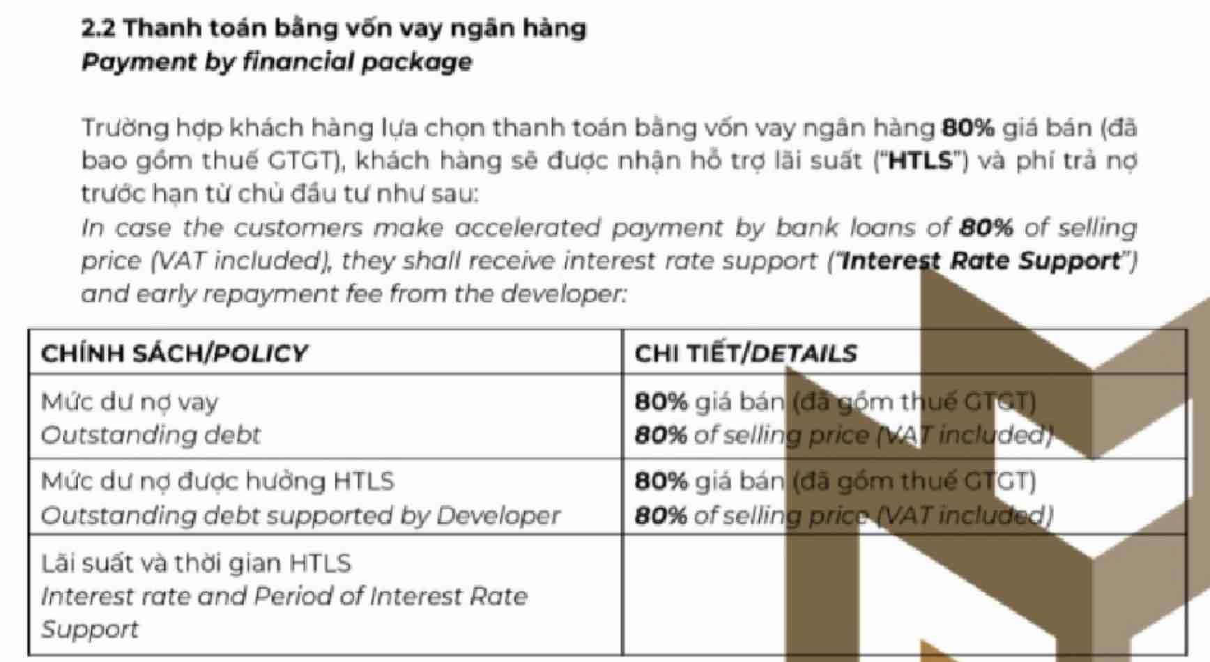 Tiến độ thanh toán Masteri Centre Point (Vay ngân hàng) 1