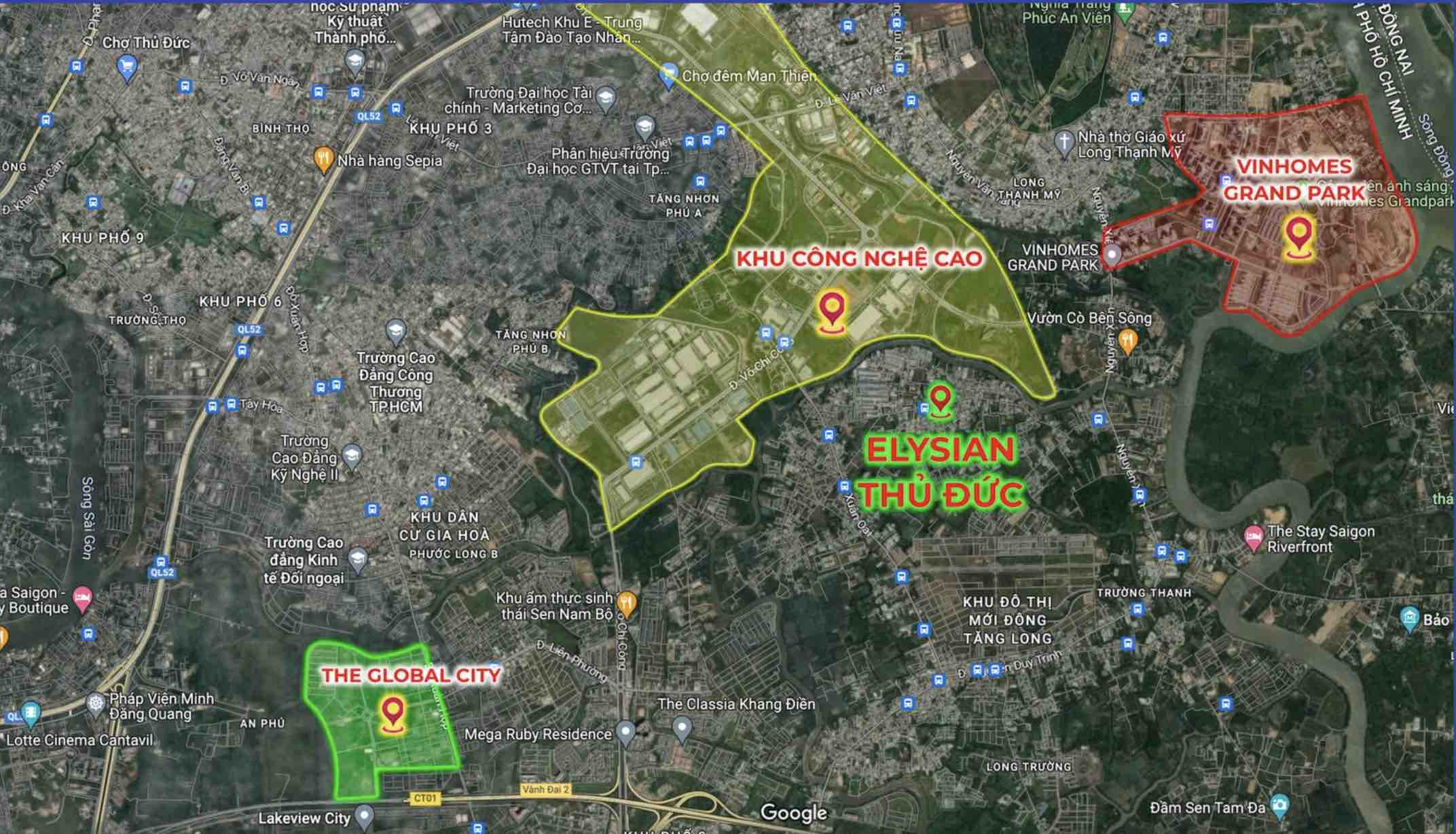 Vị trí Elysian Gamuda Land Thủ Đức