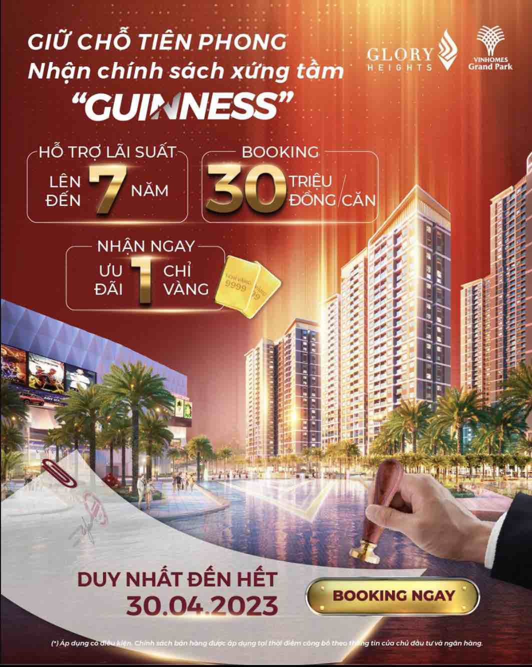 Chính sách bán hàng ưu đãi Glory Heights Vinhomes Grand Park