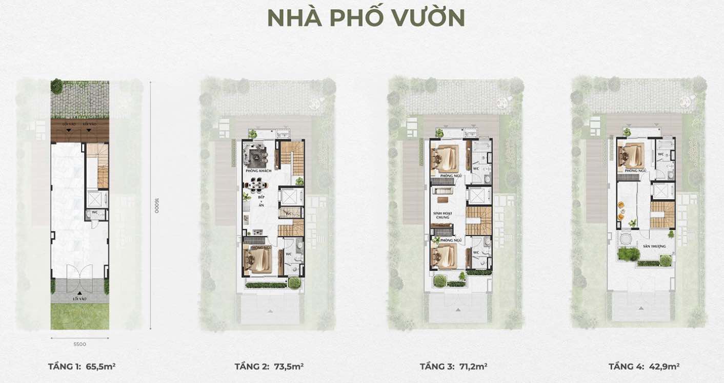 Layout Nhà phố vườn Eco Central Park Vinh