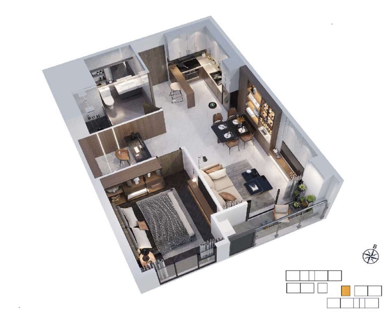 Thiết kế Căn 1PN Glory Heights Vinhomes Grand Park