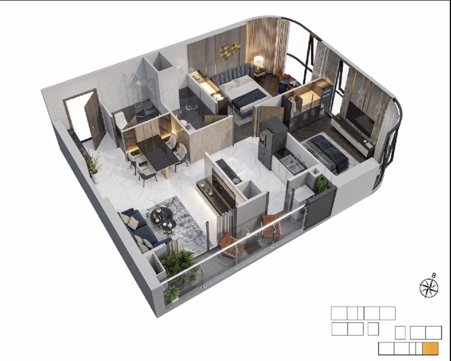 Thiết kế Căn 2PN Glory Heights Vinhomes Grand Park