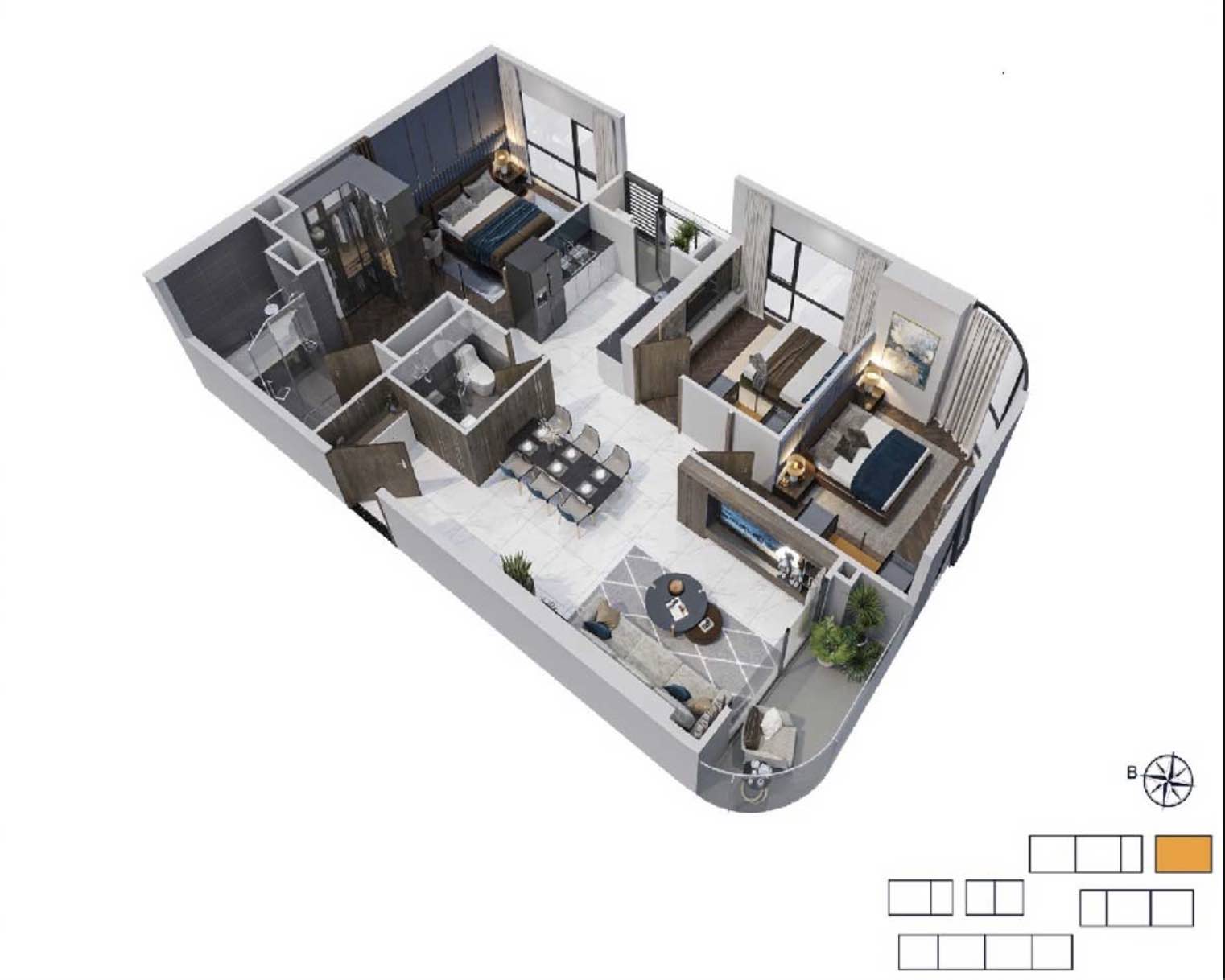 Thiết kế Căn 3PN Glory Heights Vinhomes Grand Park
