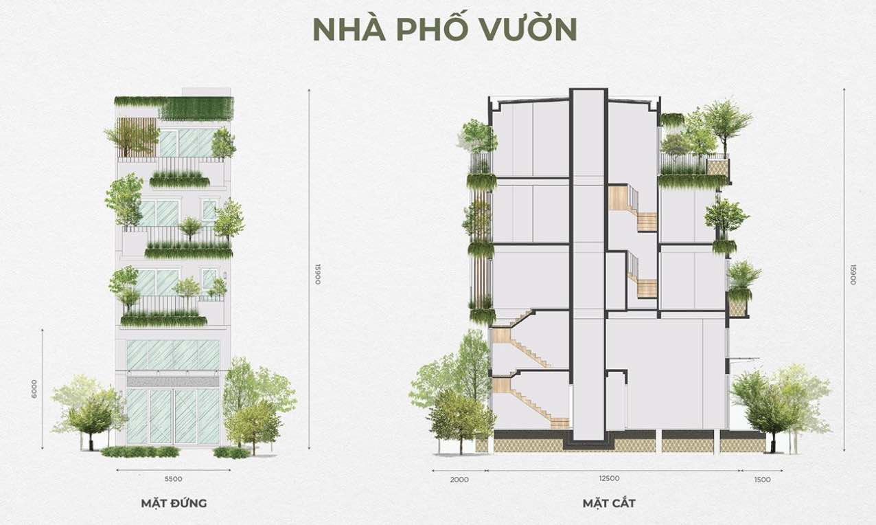 Thiết kế mặt ngoài Nhà phố vườn Eco Central Park Vinh