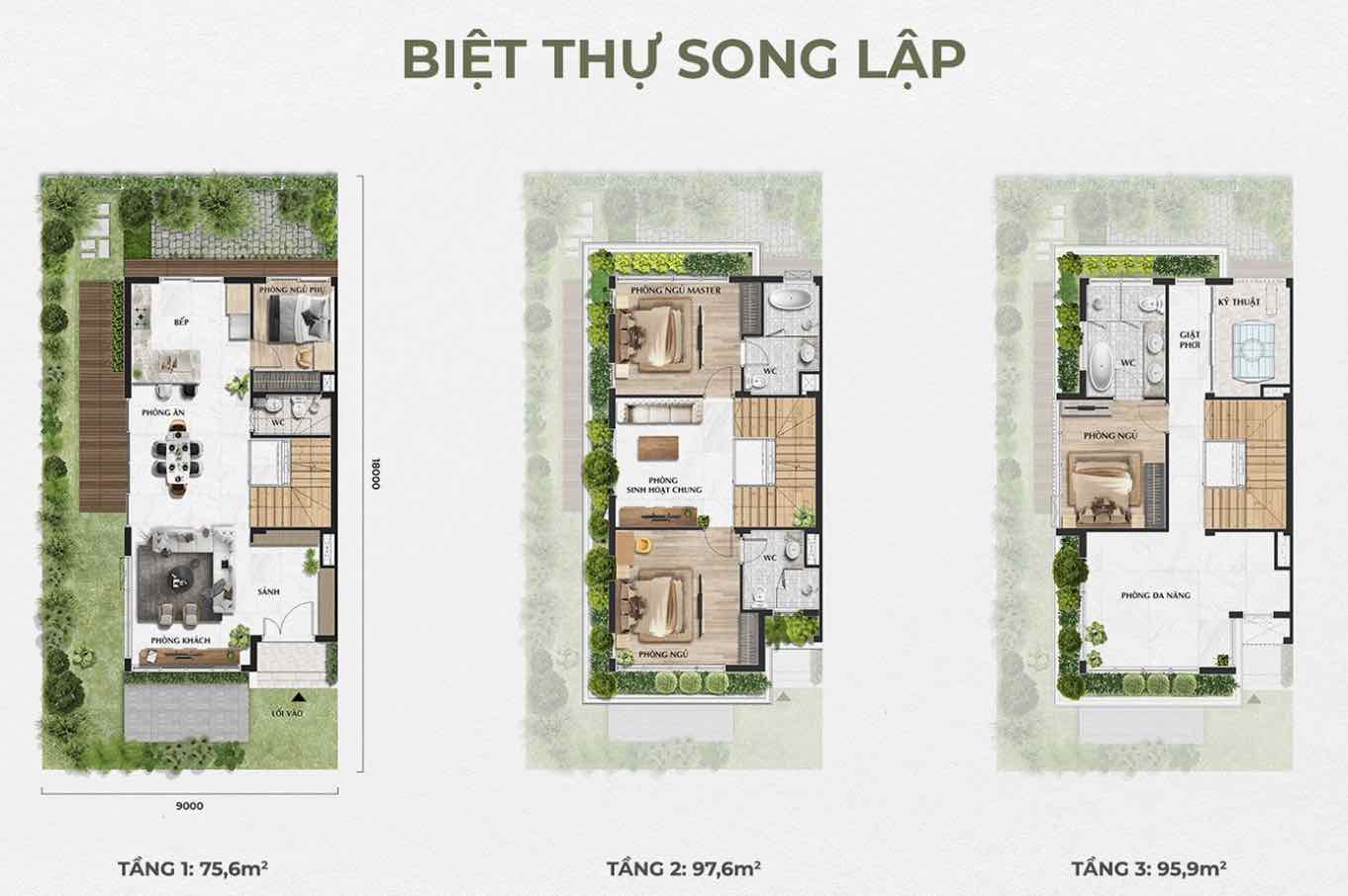 Layout biệt thự song lập Eco Central Park Vinh