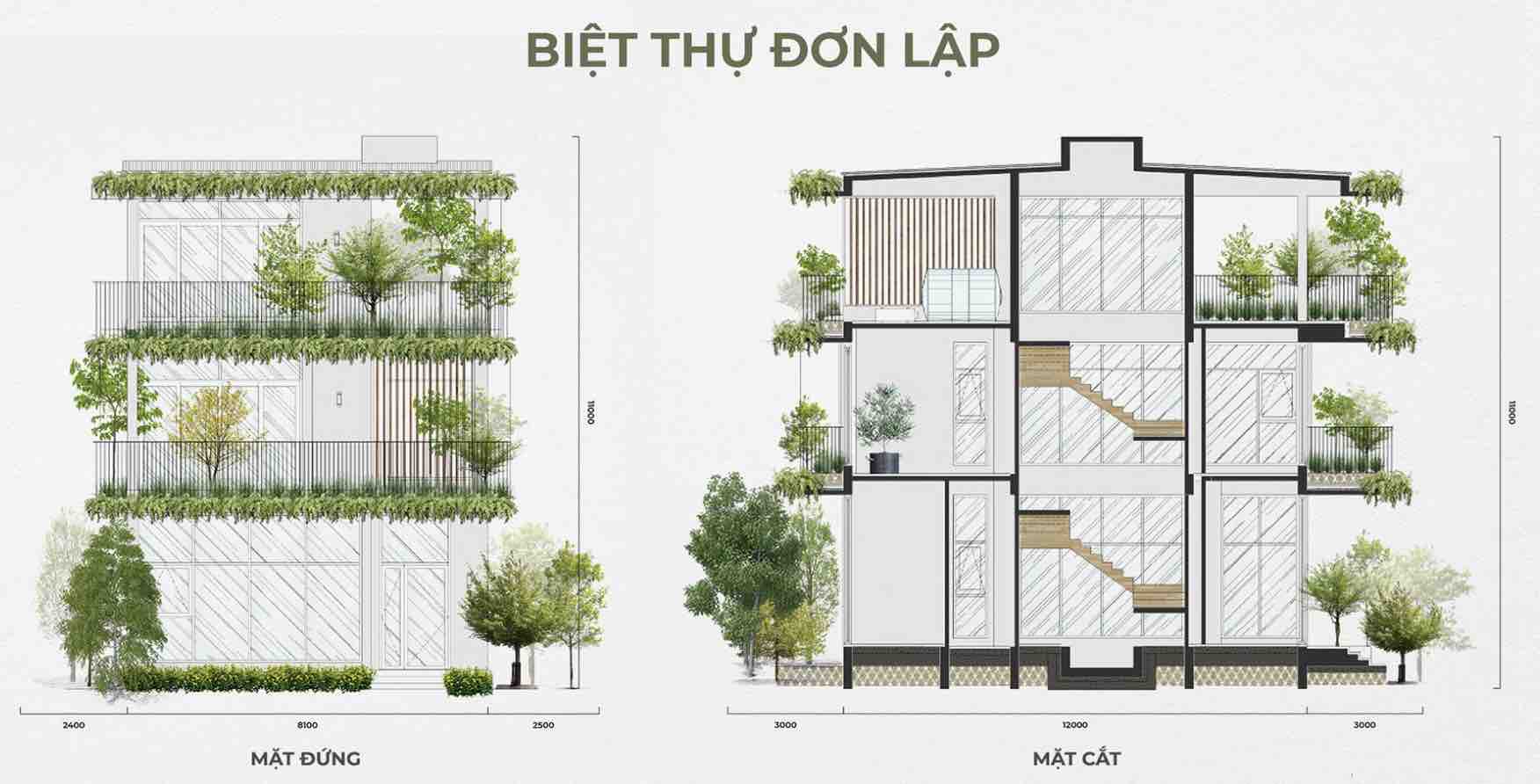 Thiết kế mặt ngoài biệt thự đơn lập Eco Central Park Vinh