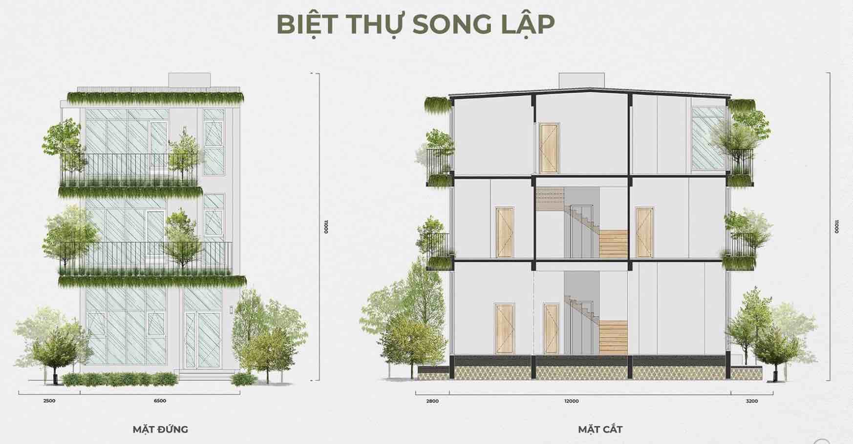 Thiết kế mặt ngoài biệt thự song lập Eco Central Park Vinh
