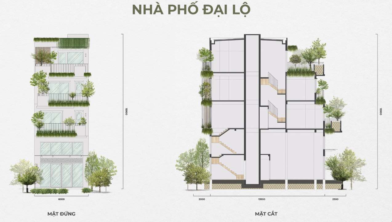 Thiết kế mặt ngoài shophouse Eco Central Park Vinh