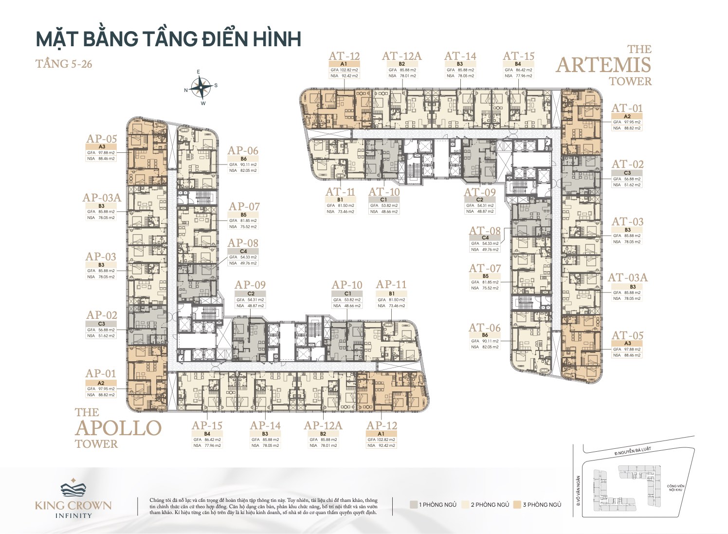 Mặt bằng tầng 5 - 26 King Crown infinity 