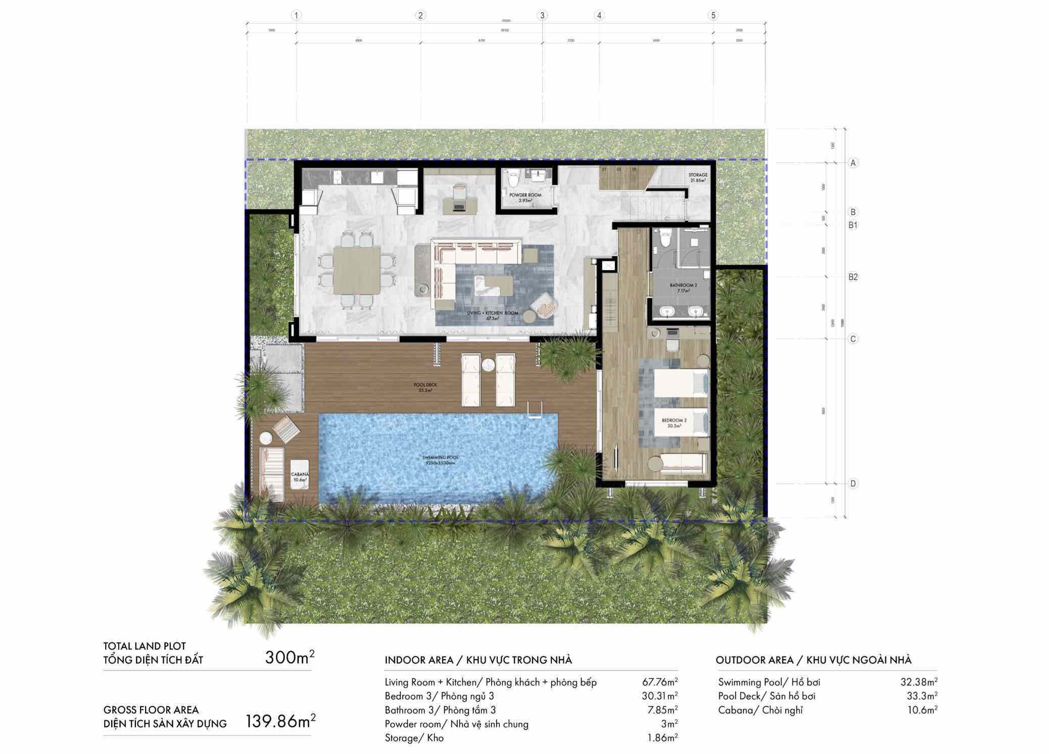 Layout Biệt thự deluxe Pool 4PN The Hill Vĩnh Hội