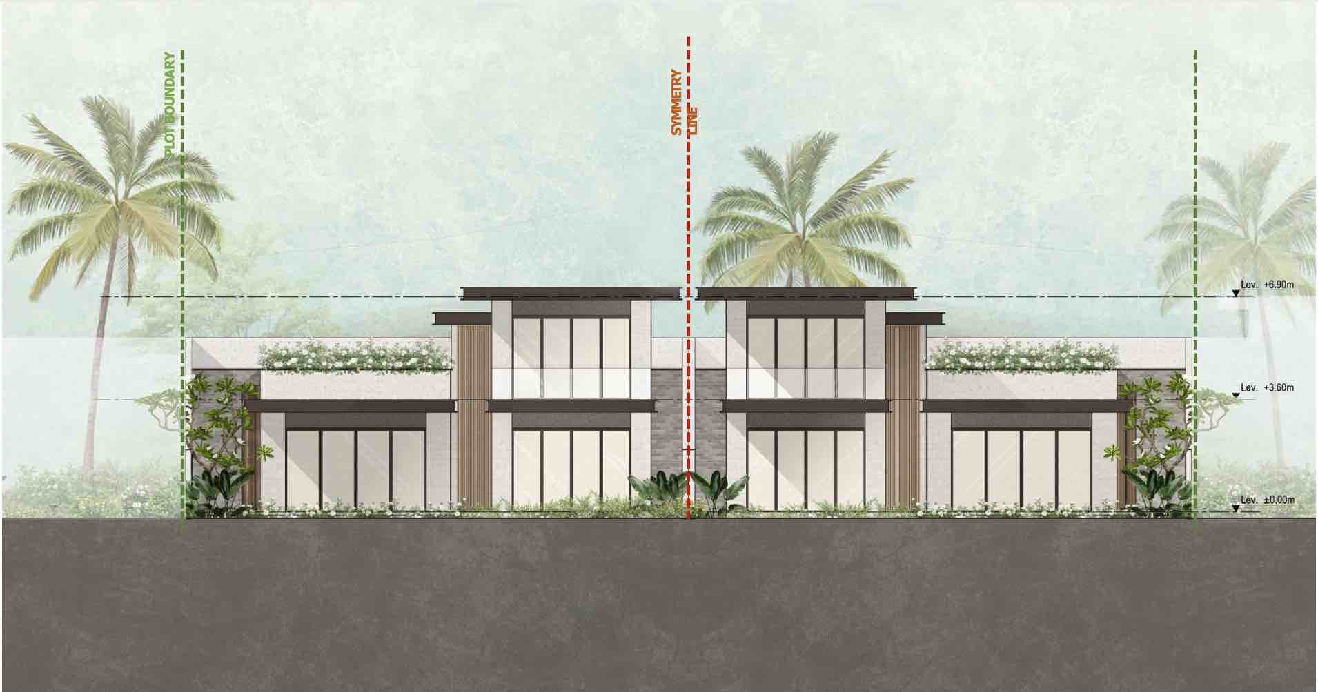 Thiết kế mặt đứng Biệt thự Courtyard Pool+ 2PN The Hill Vĩnh Hội