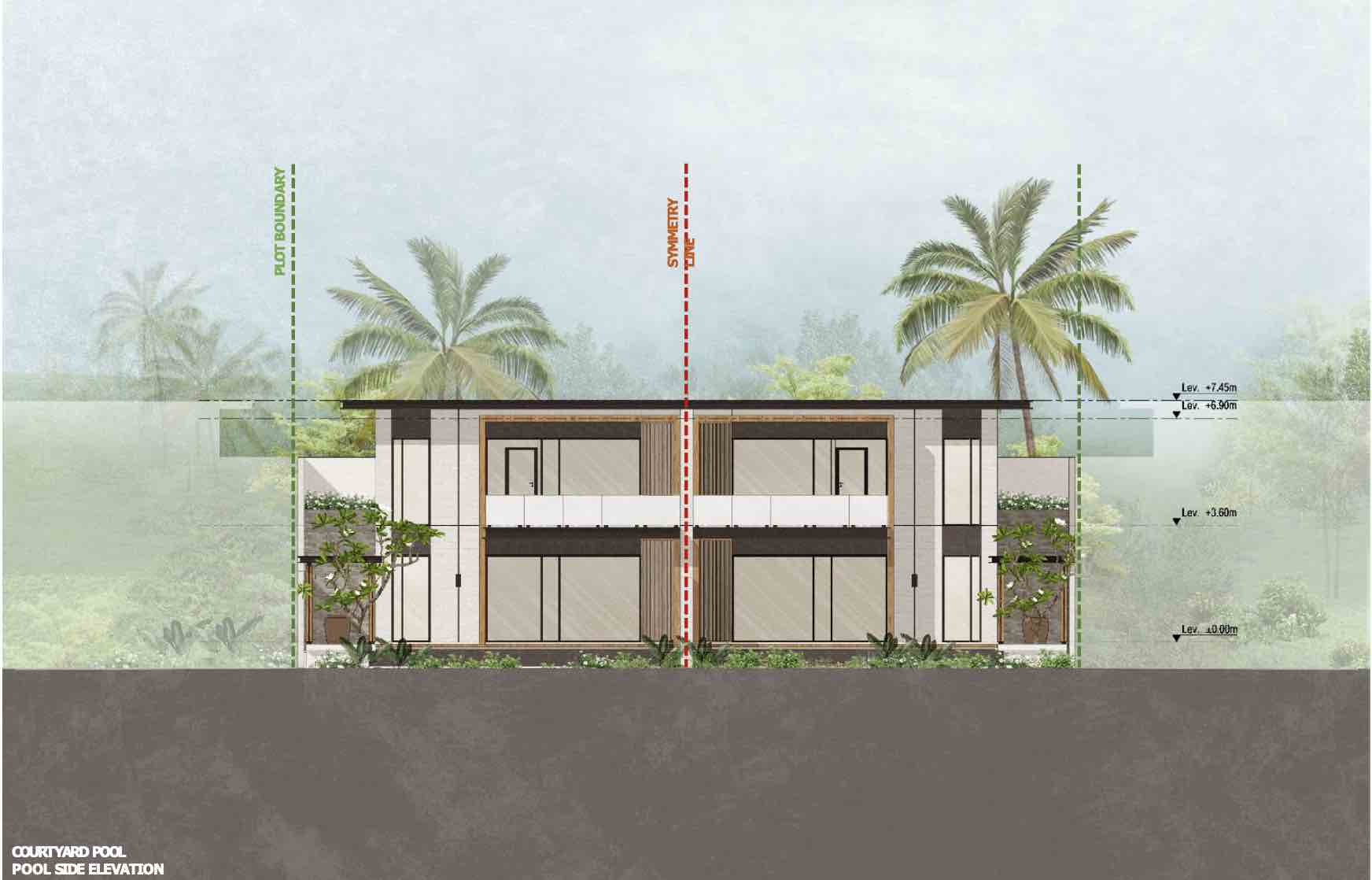 Thiết kế mặt đứng Biệt thự Courtyard Pool - Villa 2PN The Hill Vĩnh Hội