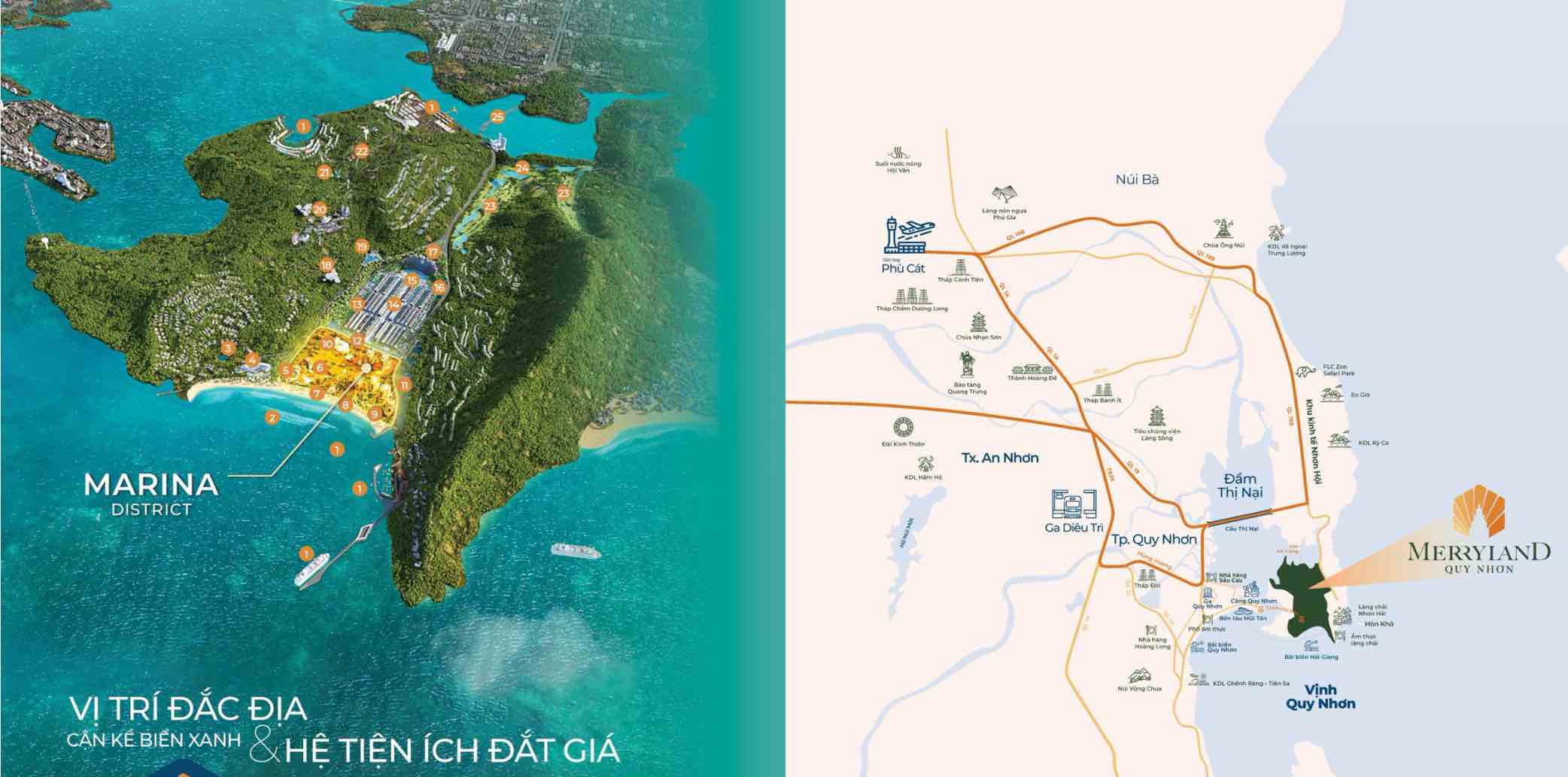 Vị trí MerryHome - Marina District - Merryland Quy Nhơn