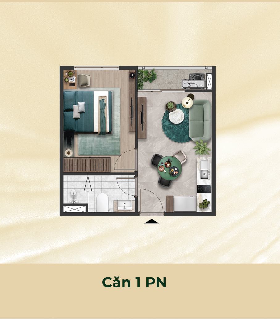 Layout căn hộ 1PN The Emerald 68